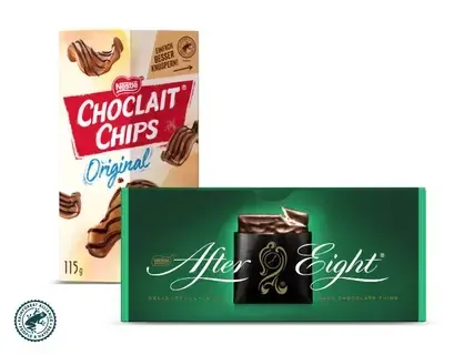 Choclait chips en After Eight